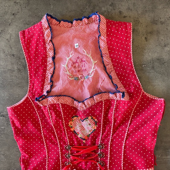 Authentic German Dirndl USA Colors ~ Size 8 US Edelheiß Oktoberfest 4th of July - Picture 7 of 8